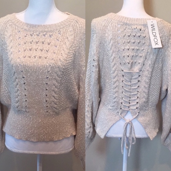 Wildfox Sweaters - 🆕 Wildfox Back Laced Crop Sweater Knit Edita